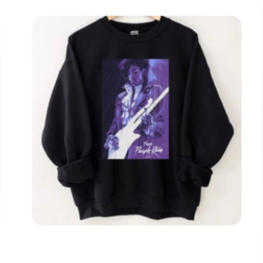 Vintage Retro Prince Purple Rain Sweatshirt - Black - Women’s Medium